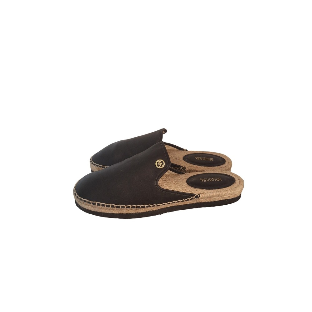Michael Kors Emilia Slide Leather Espadrille Size 9.5 M Color Black